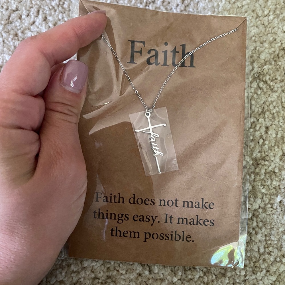 Silver tone Faith cross necklace